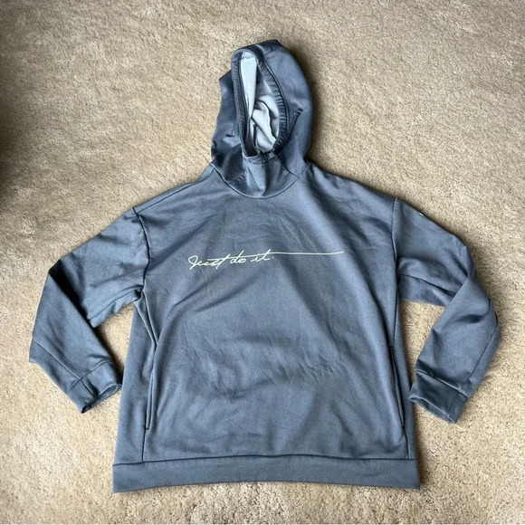 NIKE Women’s “JUST DO IT” Gray Pullover Hoodie - Size M - GUC* - Stretch - Picture 1 of 9